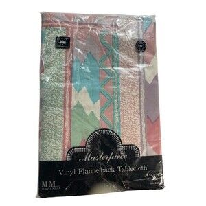 Vintage Maytex Vinyl Flannel Tablecloth 52"x70" Oblong Southwest Pastel 1992 New